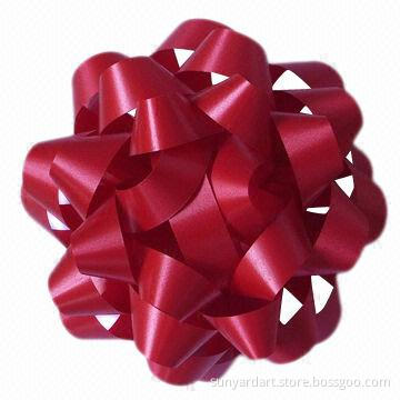 Gift star bow, made of polypropylene ribbon, measures 20mm x 6" x 28 loops